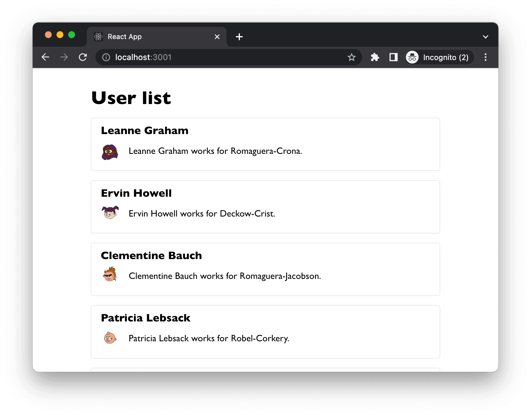 user list